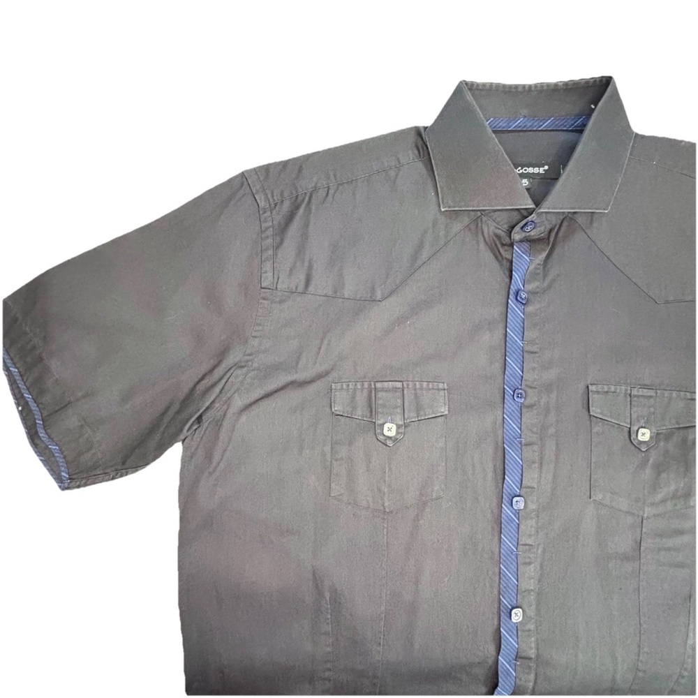 Bogosse‎ Button Up Shirt Men’s Size 5 Xl Short Sleeve Black